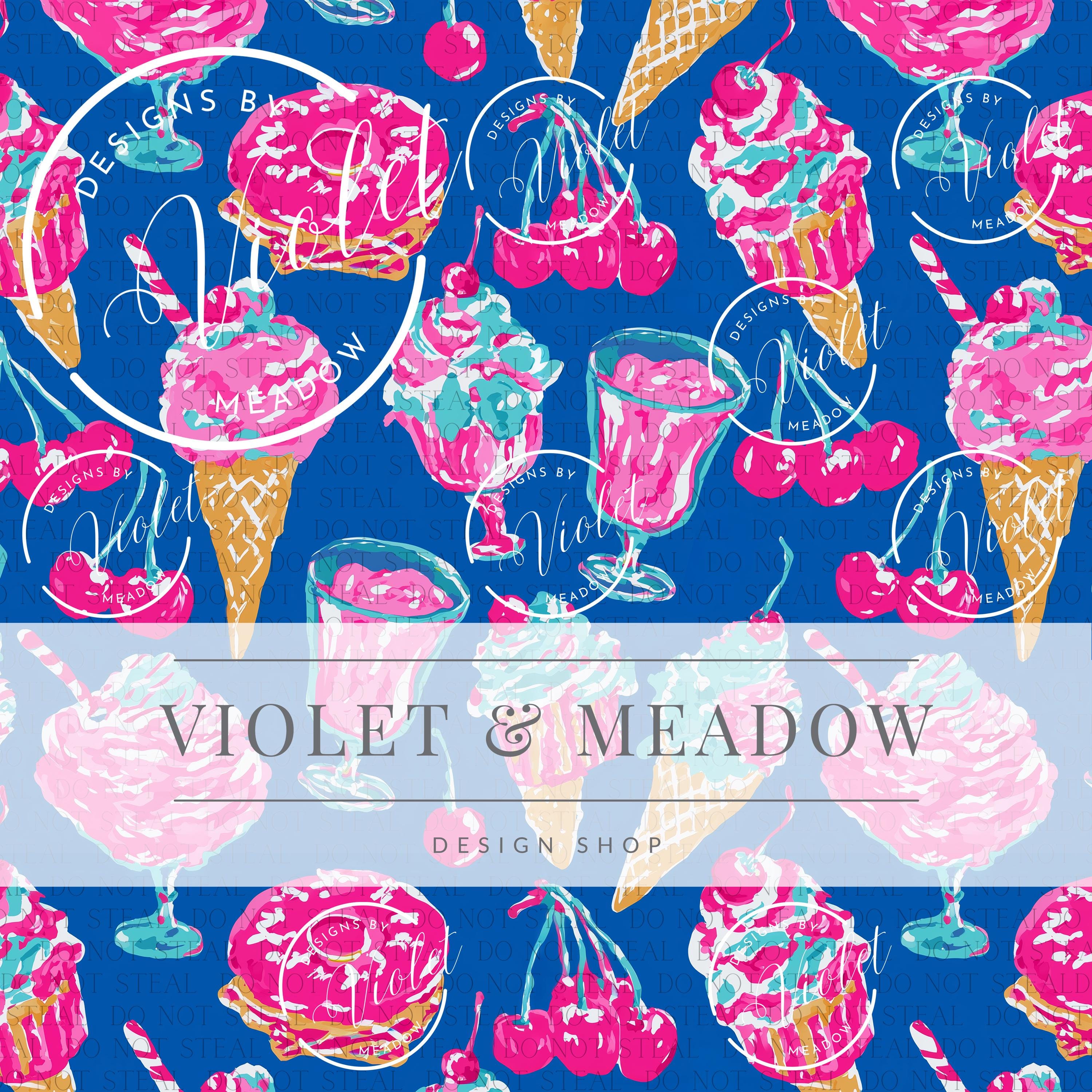 Ice Cream Dessert Seamless Pattern | Pink Sweet Treats With Cherries ...