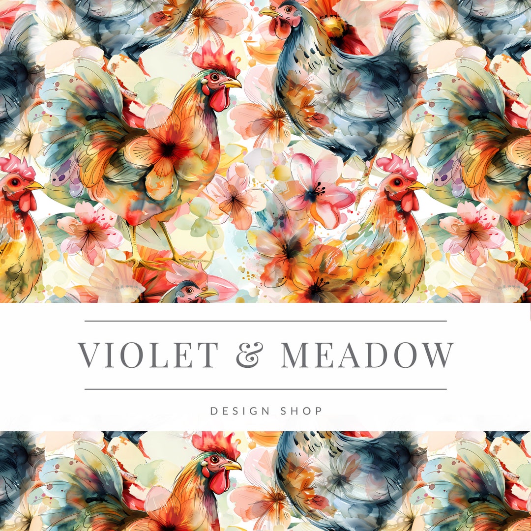 Chicken Streamless Pattern Chickens Seamless | Seamless Pattern | Instant Download | Printable ...