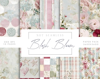 Pink Floral Junk Journal Papers, Vintage Shabby Chic Paper, Printable Floral Papers, Vintage Scrapbooking Cottagecore, Digital Download