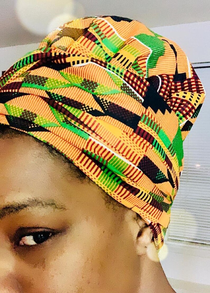 Easy tie pretied African print head wrap with satin lining Etsy