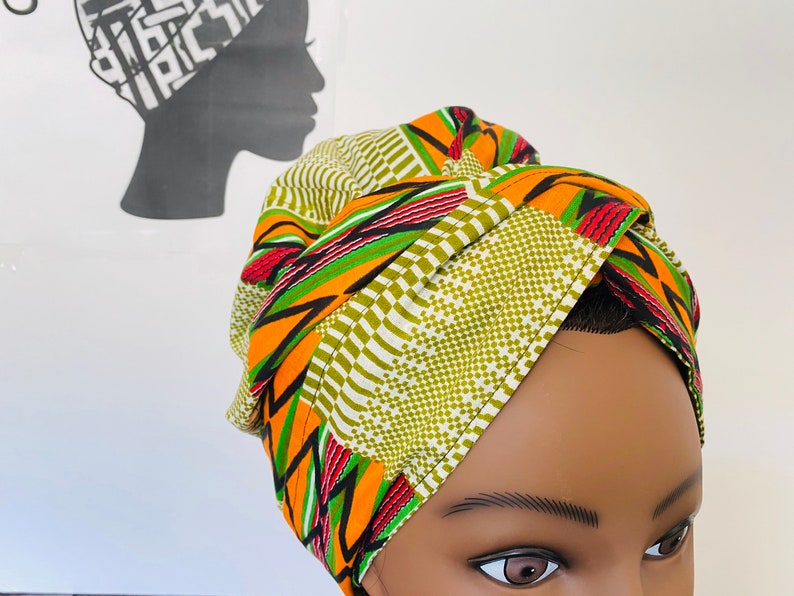 Easy tie pretied African print head wrap with satin lining Etsy