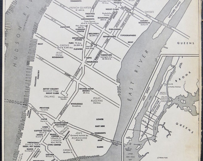 Vintage NYC maps of New York City ~ Old map art wall decor for home or office ~ Ready to frame