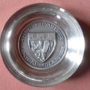 Aviso escort Admiral Charner Marine Nationale Medal on silver metal cup F.I.A. Lyon Dardilly Very good condition