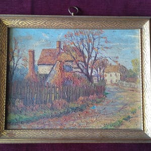 E. Maxted Seager , The house where Charles Dikens spent his Honeymoon at Chalk Village , Kent , England, Oil on canvas board , Framed