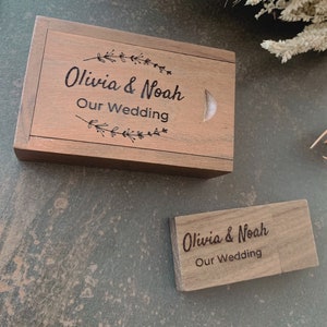Benutzerdefinierter USB-Stick mit Geschenkbox - USB 2.0 3.0 Walnuss Ahornholz Hochzeit Geburtstag Personalisierte Laser gravierte Custom Stick 8-64GB