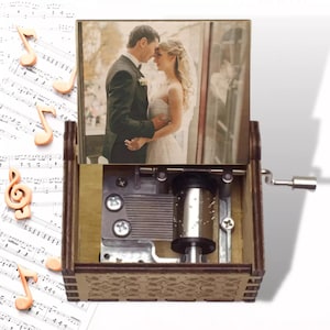 Personalised Wooden Hand Crank Music Box Gift - Personalise With a Custom Photo Or Text