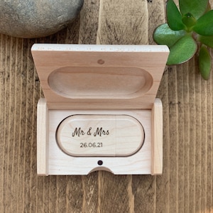 Personalised Wooden Wood USB Flash Drive Stick With Box Walnut Maple Wedding Anniversary Christening Birthday Gift 8GB 16GB 32GB 64GB image 4