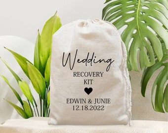 Personalised Wedding Favour Recovery Hangover Cotton Drawstring Gift Bags Favor Bag ( 20 pcs )