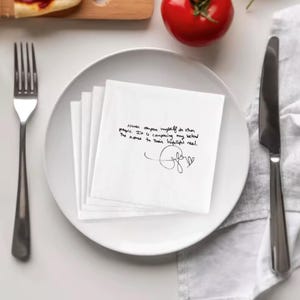 Individuell bedruckte Servietten mit handgeschriebener Notiz oder Design - personalisierte Hochzeits- oder Event-Servietten 50 Stk