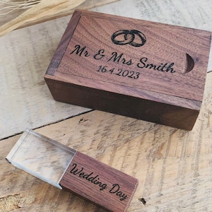 Personalised Crystal Wooden Wood Walnut Maple Flash Drive USB Stick With Box Wedding Photo Gift Logo Laser Engraved USB 2.0 3.0 8GB - 64GB