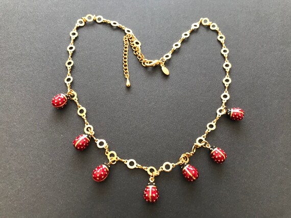 Vintage Signed Joan Rivers Ladybird Enamel Egg Gol