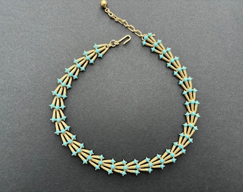 Vintage Signed Trifari Turquoise Modernist Style Necklace