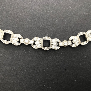 Vintage Signed Ges Gesch German Art Deco Era Silver Tone and Paste Bracelet, Wedding Jewellery