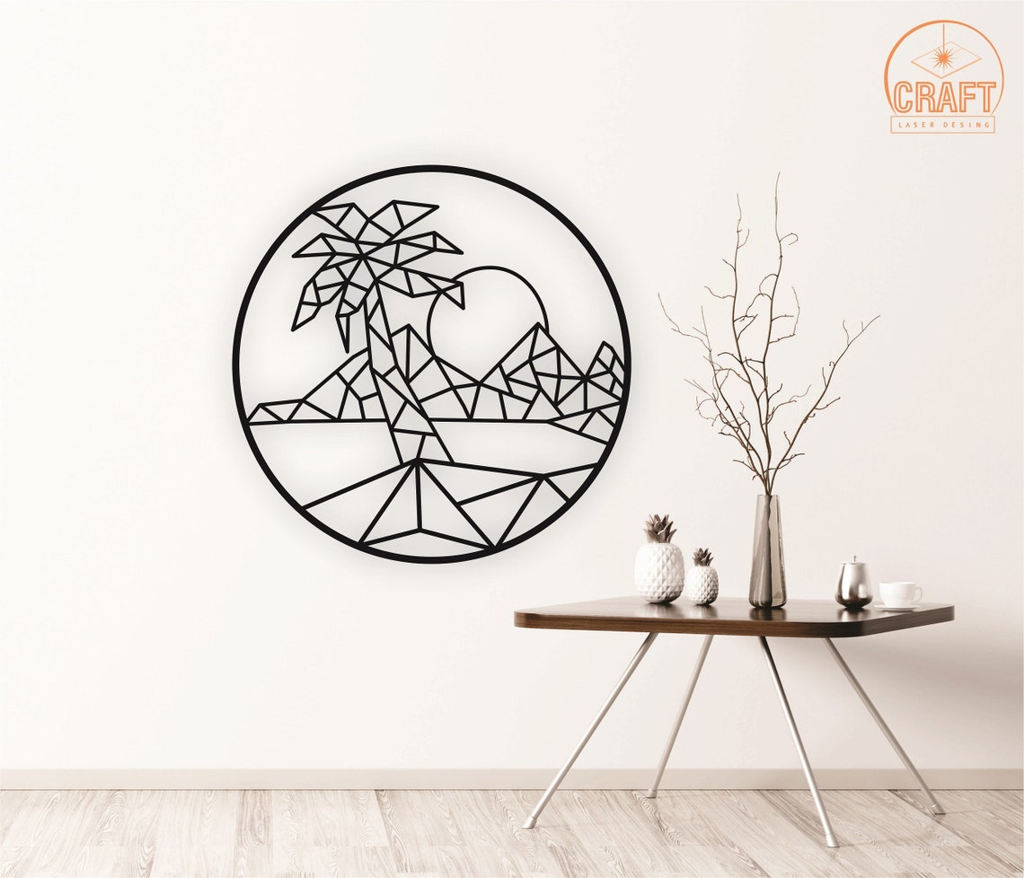 Beach landscape wall Decor laser cut files Laser Machine Etsy
