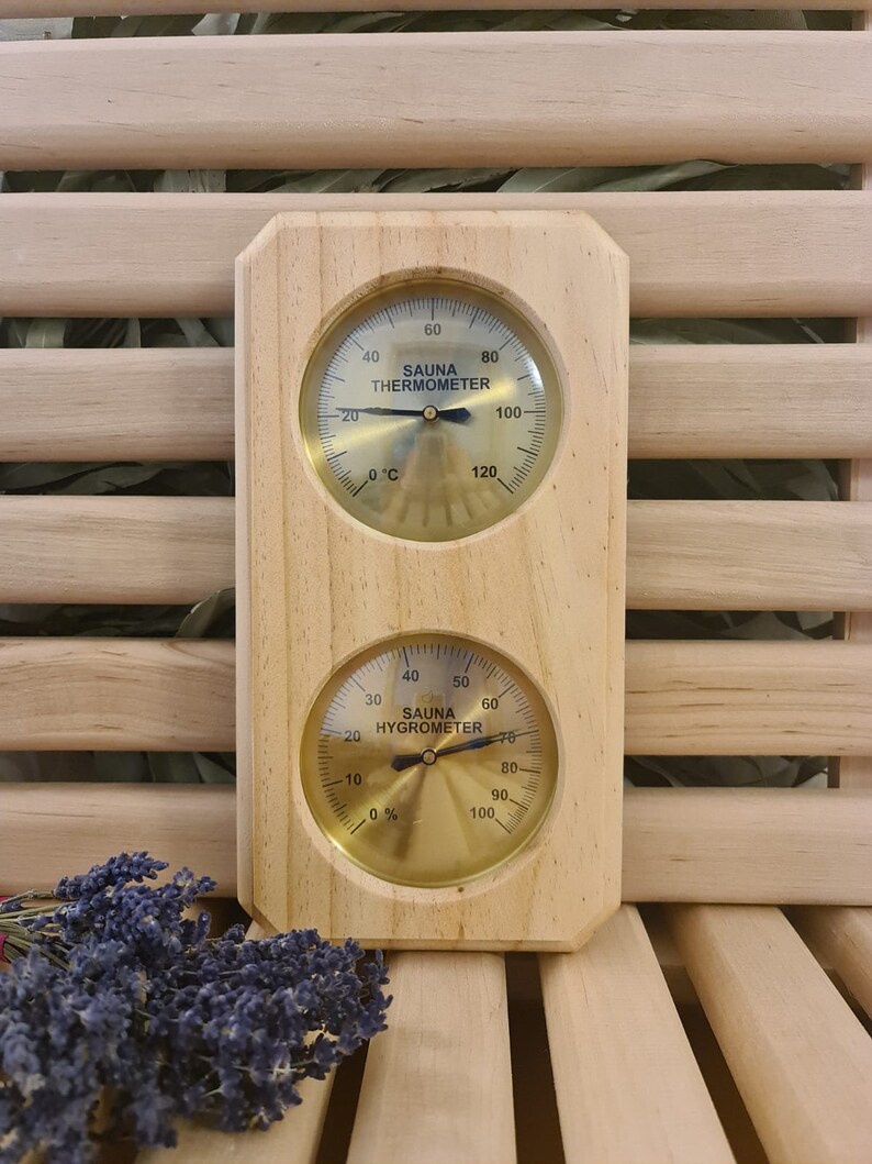 Double Sauna Wooden Hygrothermograph Thermometer Hygrometer Etsy