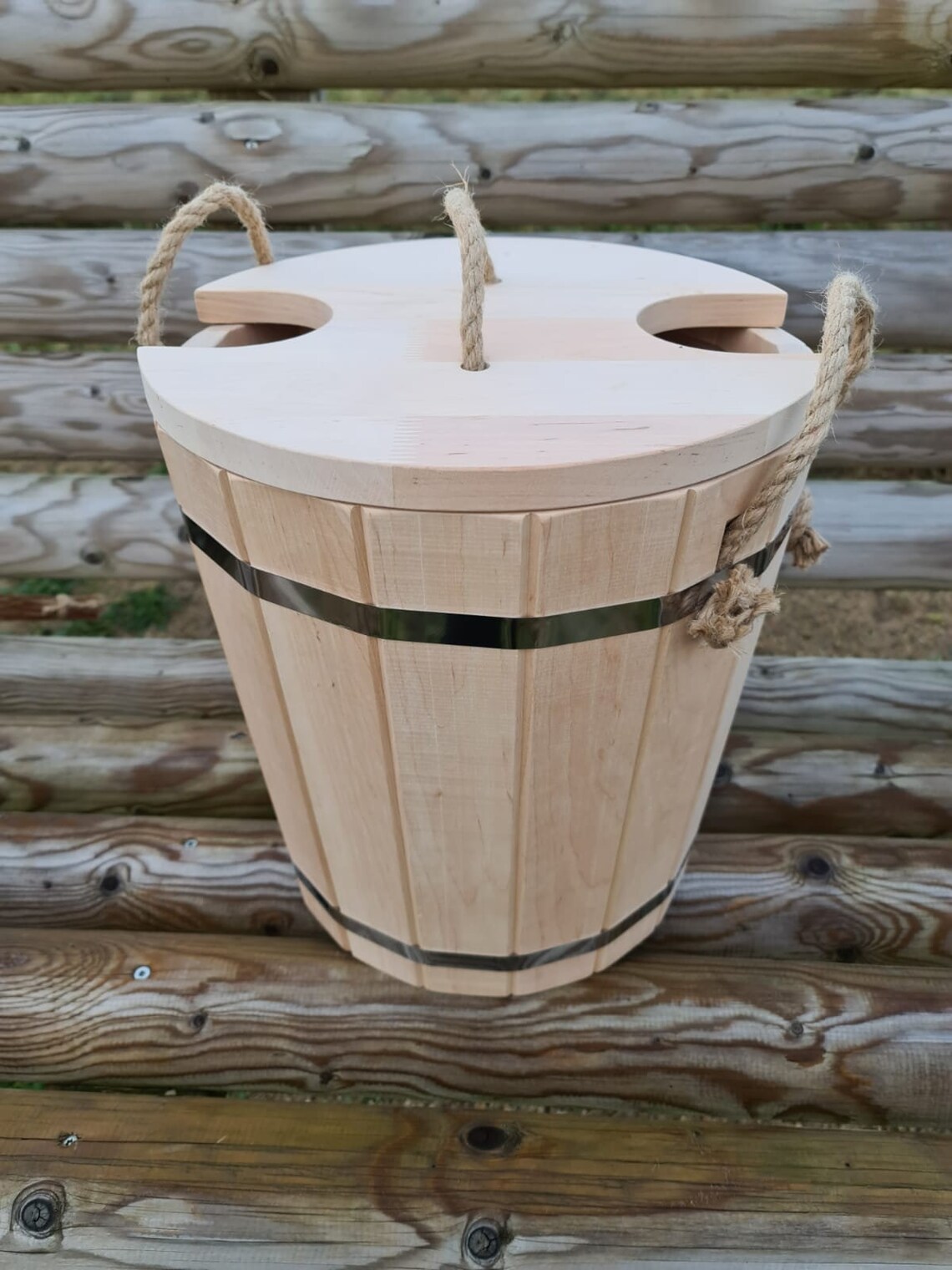 Sauna Bucket Wooden Bucket With Plastic Insert 15 Liters Etsy UK
