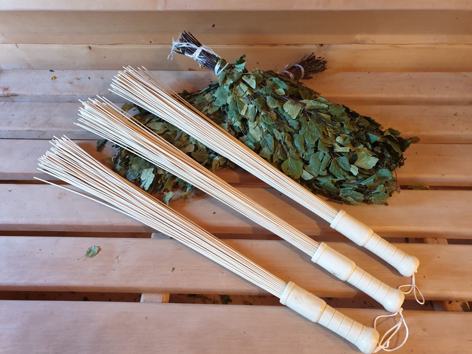 Sauna Bamboo Massage Broom 3 Pieces. Natural 100 Etsy
