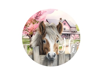 Horse 'Hi' Wreath Sign: Metal Farmhouse Attachment