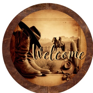Welcome Western Wreath Sign: Cowboy Room Decor