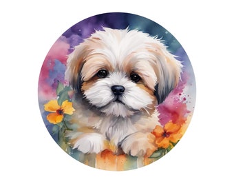 Shih Tzu watercolor  wreath sign,  Puppy Shih Tzu sign,  Wreath Attachment sign, Dog attachment