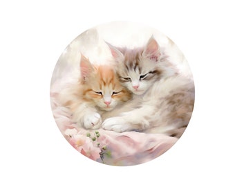 Sleeping kittens with watercolor, Metal kitty sign, cat wreath sign, Wreath Attachment sign