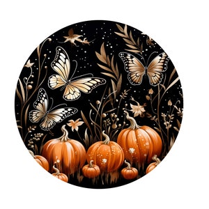 Black and Orange butterfly wreath sign, Metal butterfly sign,Butterfly and flowers wreath sign, wreath attachment