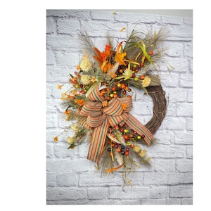 Autumn Boho wreath, Farmhouse Fall Mantle décor, Rustic wreath, Porch décor