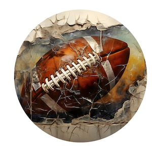 3D Football Welcome Wreath Sign: Metal Sports Decor