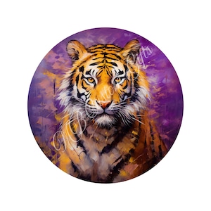 Purple and Gold Bengal Tiger Wreath Sign: 3D Metal Aluminum