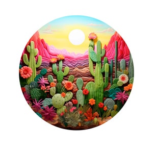 Cactus and flowers wreath sign, 3-D Metal , Cactus sign,   wreath sign, Wreath Attachment sign