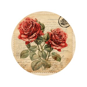 Vintage Red Roses Wreath Sign: Handmade Aluminum Attachment