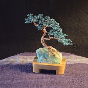Karibischer Calcit mit Kupfer Bonsai