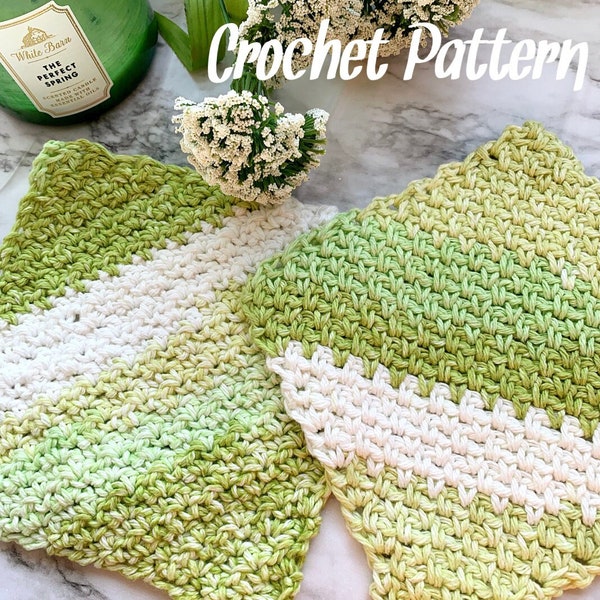 Dishcloth Crochet Pattern// Beginner Corner to Corner Crochet Dishcloth// Moss Stitch Seed Stitch