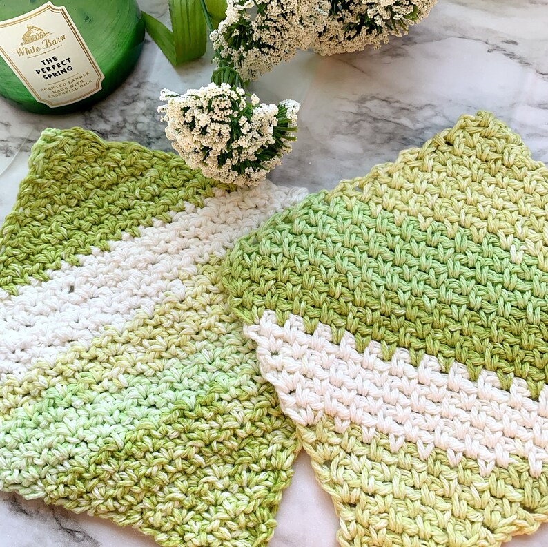 Dishcloth Crochet Pattern// Beginner Corner to Corner Crochet Dishcloth// Moss Stitch Seed