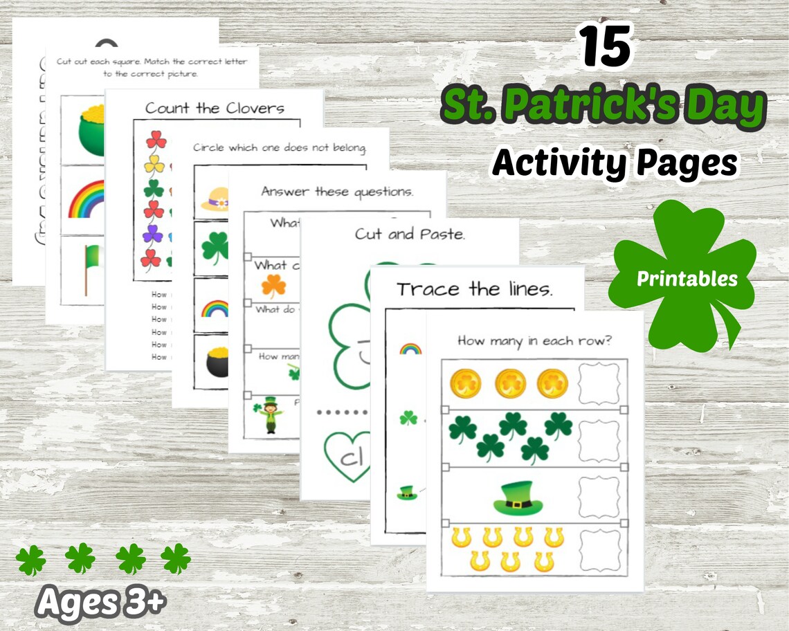 St. Patrick's Day Activities Preschool Worksheets | Etsy