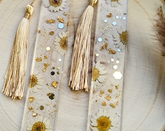 Blumen Lesezeichen mit Gold und Glitzer