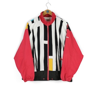 90s rare Vintage men&#39;s ADIDAS multicolor track jacket Size M retro sportswear