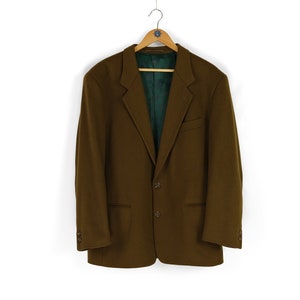 Vintage men&#39;s HUGO BOSS 20 brown wool cashmere blazer jacket Size 52 L XL retro mod style