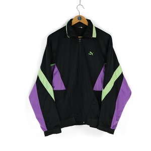 90s Vintage men's PUMA black purple track jacket Size M L retro sportswear