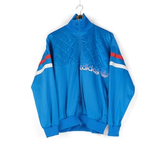 80s rare men&#39;s Vintage ADIDAS Ventex USA logo blue track jacket Size M retro sportswear made in France