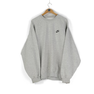 90s Vintage men&#39;s NIKE small swoosh logo gray crewneck sweatshirt Size XXL oversized pullover retro sportswear