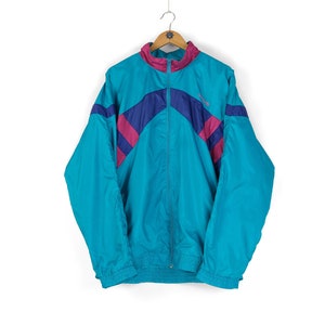 90s Vintage men&#39;s ADIDAS ORIGINALS blue pink multicolor track jacket Size XL retro sportwear athletic streetwear