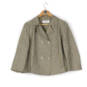 Vintage women&#39;s MAX MARA khaki silk blazer jacket Size US 10 retro pretty style made in Italy