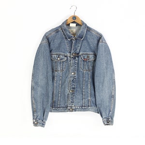 90s Vintage men&#39;s LEE Rider light blue stonewashed denim jacket Size M L XL retro jean western style