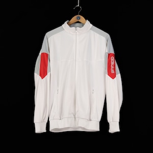 90s Vintage men&#39;s ADIDAS ORIGINALS white red gray multicolor track jacket Size L unisex athletic streetwear retro sport style