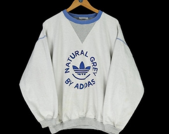 Vintage ADIDAS Natural Grey sweatshirt Size XL baggy crewneck jumper 90s sportswear
