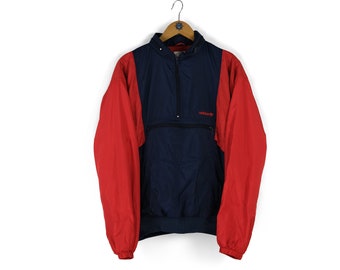 90s Vintage men's ADIDAS blue red half zip anorak jacket Size S M retro sportswear unisex windbreaker