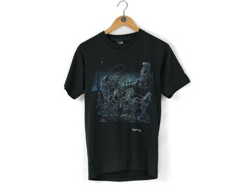90s Ultra Rare Vintage Men's OASIS SHAKERMAKER 1994 Navy Blue T