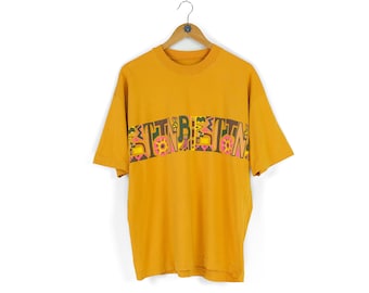 90s rare Vintage men's United Colors of BENETTON paradise orange t-shirt Size L XL retro summer style