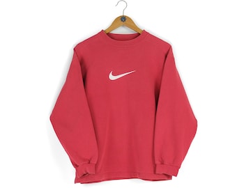 Vintage unisex NIKE center swoosh red crimson crewneck sweatshirt Size L 14 16 basic pullover